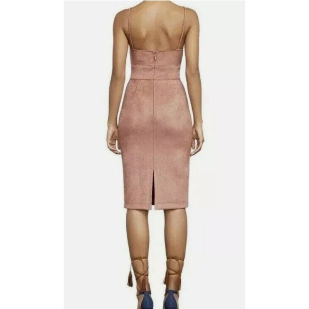 BCBGMAXAZRIA - Alese Faux Suede Midi Sheath Dress Rose Pink - Size S - Picture 2 of 5